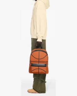 Men's Basket Round Logo Backpack Orange Bags > Backpacks