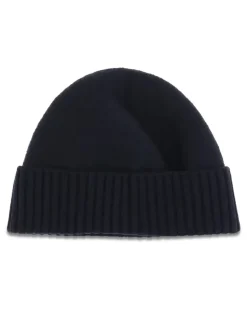 Men's Beanie Hat Blu Scuro Wool Ovis Aries E Hairbands Black