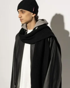 Men's Beanie & Scarf Set Black Wool