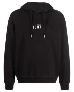 Men's Be Icon Logo Hoodie Black Clothing > Knitwear
