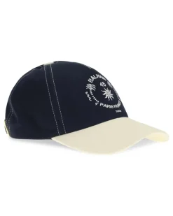Men's Bicolor Baseball Cap With Logo Sfq Marine-Beige Clair Cotton Hats E Hairbands Marine/beige Navy