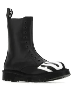 Men's Black Leather Ankle Boots Stivali
