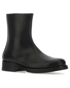Men's Black Leather Camion Ankle Boots Stivali