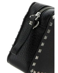 Men's Black Leather Rockstud Crossbody Bag Nero Borse A Tracolla rockstud