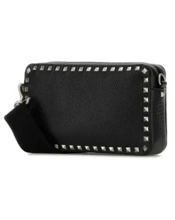 Men's Black Leather Rockstud Crossbody Bag Nero Borse A Tracolla rockstud