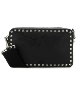 Men's Black Leather Rockstud Crossbody Bag Nero Borse A Tracolla rockstud