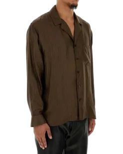 Men's Brown Silk Shirt Taupe Exterior: Camicie