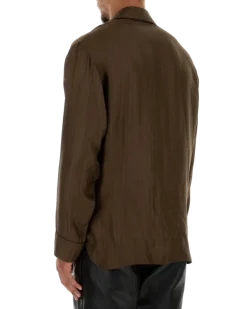Men's Brown Silk Shirt Taupe Exterior: Camicie