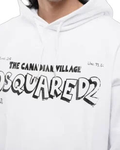 Men's Canadian Village Logo Oversize Hoodie White Clothing > Knitwear