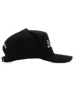 Men's Cap Logo-Embroidered Cotton Baseball Black