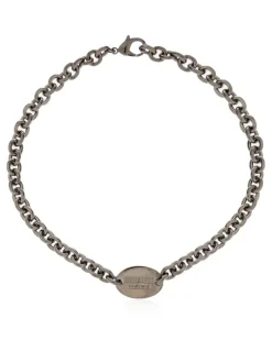 Men's Ceresio 9 Logo Tag Chain Necklace Silver Accessories ><noscript><img width=