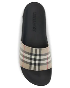 Men's Check Slides Archive Beige Ip Chk Rubber Sandal