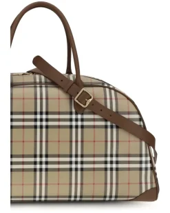 Men's Check Travel Bag Archive Beige Cotton Suitcases