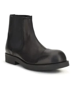 Men's Chelsea Biker Boots Black Calf Leather Bos Taurus