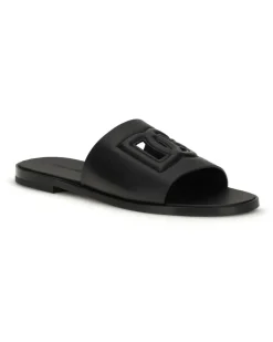 Men's Embossed Logo Sandals Nero Calf Leather Bos Taurus