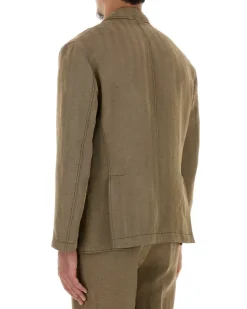 Men's Embroidered Linen Blend Blazer Expressosafari Exterior: Viscose Giacche E Gilet Jacket Beige