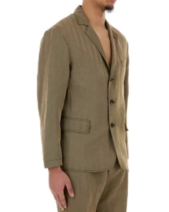 Men's Embroidered Linen Blend Blazer Expressosafari Exterior: Viscose Giacche E Gilet Jacket Beige