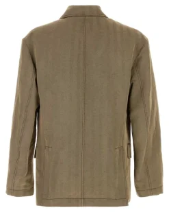 Men's Embroidered Linen Blend Blazer Expressosafari Exterior: Viscose Giacche E Gilet Jacket Beige