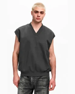 Men's Essentials V Neck Sweatshirt Vest Black Clothing > Knitwear