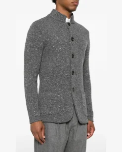 Men's Flecked-Knit Button-Up Cardigan Aw26 M