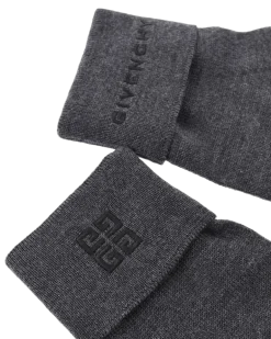 Men's 4g Embroidered Logo Wool Gloves Grey