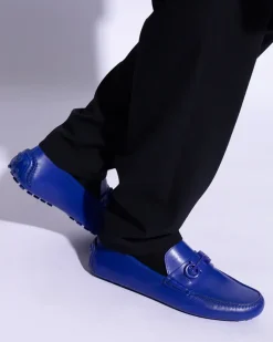 Men's Grazioso Gancini Logo Loafers Blue Shoes > & Sandals