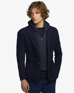 Men's Hooded Blazer Blue Jacket Navy