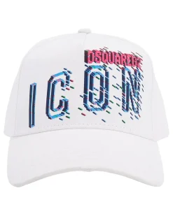 Men's Icon Pixel Logo Baseball Cap White Accessories > Beanies & Hats