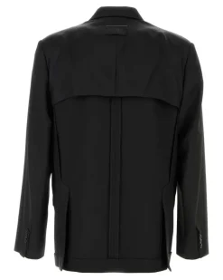 Men's Jersey Blazer Black Polyester Viscose Elastane Blazers