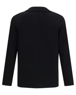 Men's Knit Jacket With Lapels Nero Blazers E Vests Black