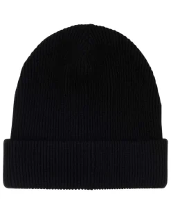 Men's Knitted Wool Ribbed Beanie Black