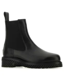 Men's Leather Combat Ankle Boot Black