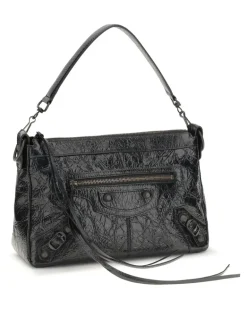 Men's Le City Moto Small Shoulder Bag Black Lamb Ovis Aries