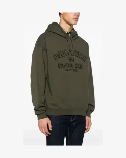 Men's Logo-Embossed Cotton Hoodie Ss24 M Olive