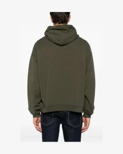 Men's Logo-Embossed Cotton Hoodie Ss24 M Olive