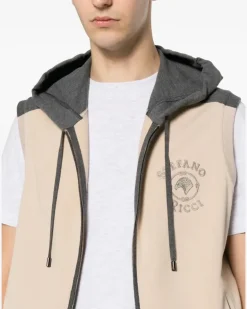 Men's Logo-Embroidered Zip-Up Hoodie Ss26 M Beige