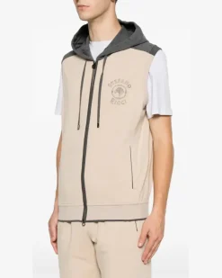 Men's Logo-Embroidered Zip-Up Hoodie Ss26 M Beige