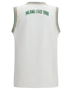 Men's Logo Lounge Mesh Tank Top Optic White-Green Polyester White/green
