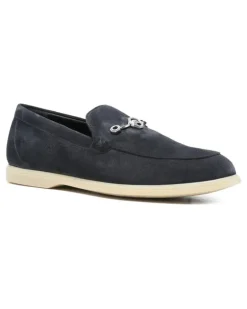 Men's Logo-Plaque Suede Loafers Ss26 M Navy