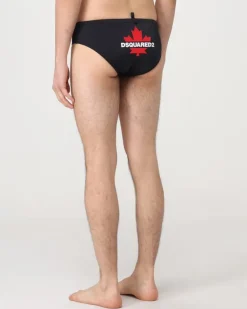 Men's Maple Leaf Logo Swim Briefs Black Clothing > Beachwear