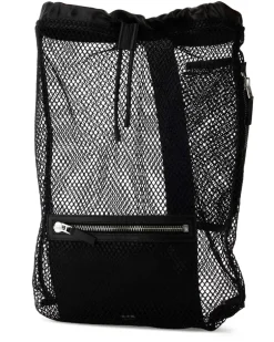 Men's Mesh Backpack Black Nylon Calf Leather