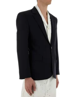 Men's Midnight Blue Wool Blazer Navy Exterior: Lining: Cupro Giacche E Gilet Jacket