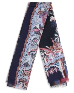 Men's Orfeo Modal Scarf Stampa F.do Blu Scarfs Navy
