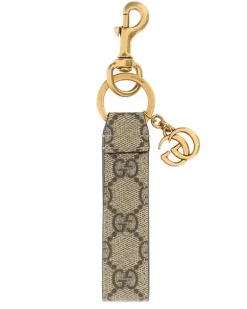 Men's Printed Canvas Keyring 8233beebonyvrv Brass Keychains Beige