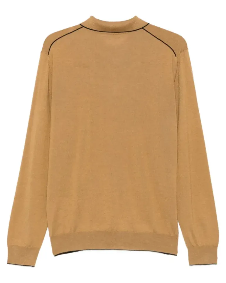 Men's Quarter-Zip Polo Shirt Aw26 M Camel