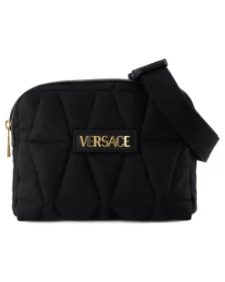 Men's Quilted Nylon Belt Bag Black
