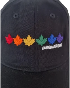 Men's Rainbow Leaf Logo Baseball Cap Black Accessories > Beanies & Hats