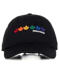 Men's Rainbow Leaf Logo Baseball Cap Black Accessories ><noscript><img width=