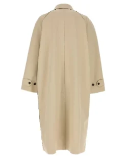 Men's Raw Edge Trench Coat Beige Cotton