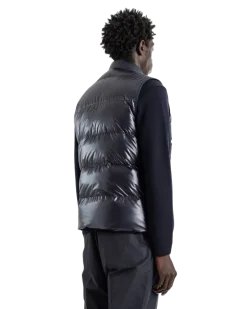 Men's Restigo Navy Lacquered Nylon Sleeveless Down Jacket Blue Coat
